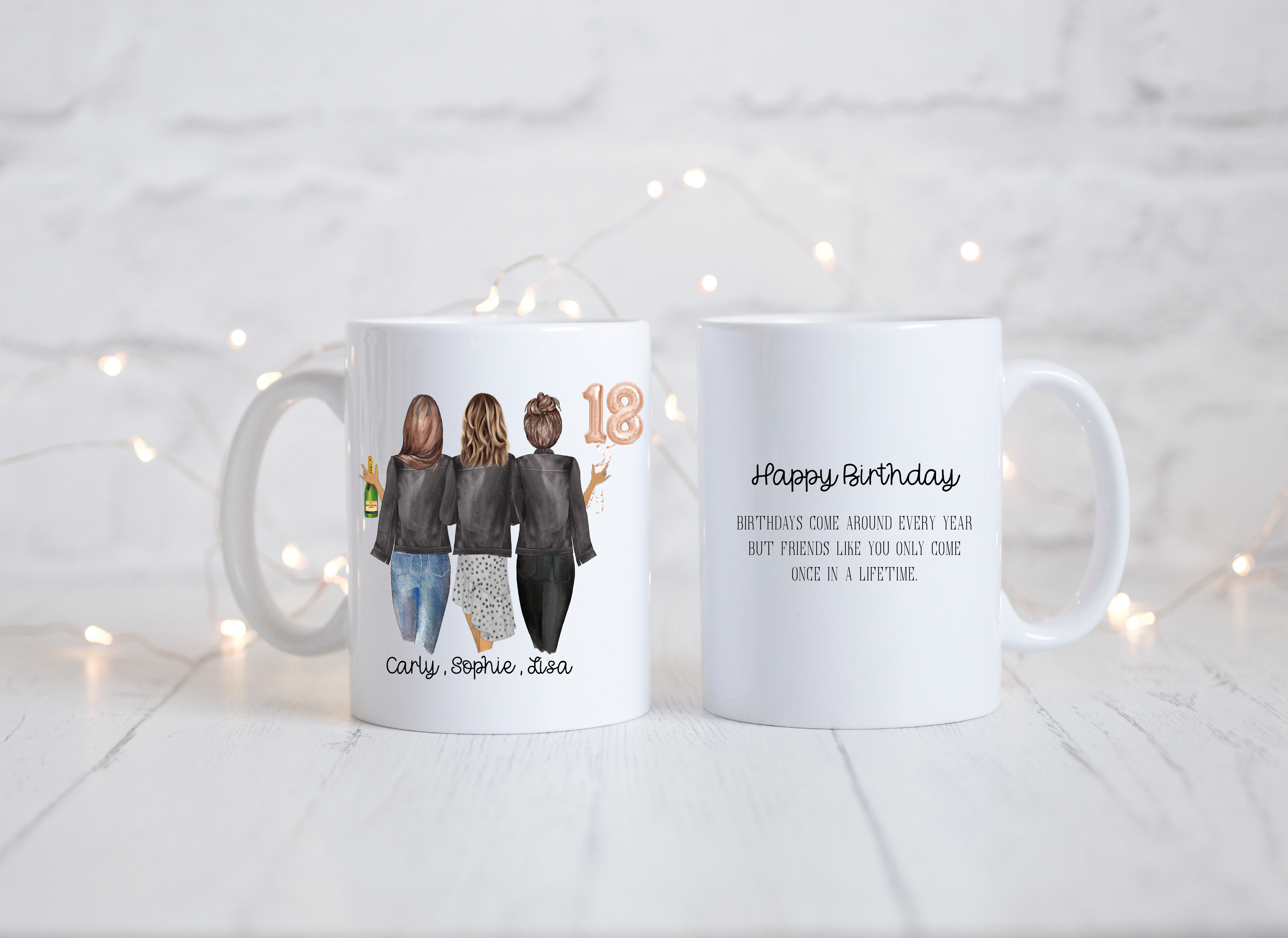 18th Triple Birthday gift Mug | Birthday Balloon Mug | Friend | Bestie Gift | Customisable | Birthday Friends |