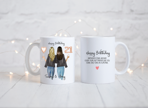 21st Birthday gift Mug Double Balloon | Birthday Balloon Mug | Friend | Bestie Gift | Customisable | Birthday Friends |
