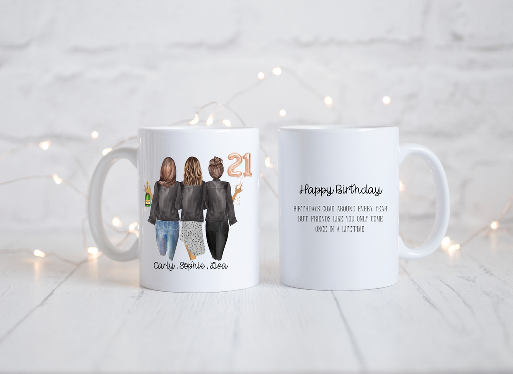 21st Triple Birthday gift Mug | Birthday Balloon Mug | Friend | Bestie Gift | Customisable | Birthday Friends |