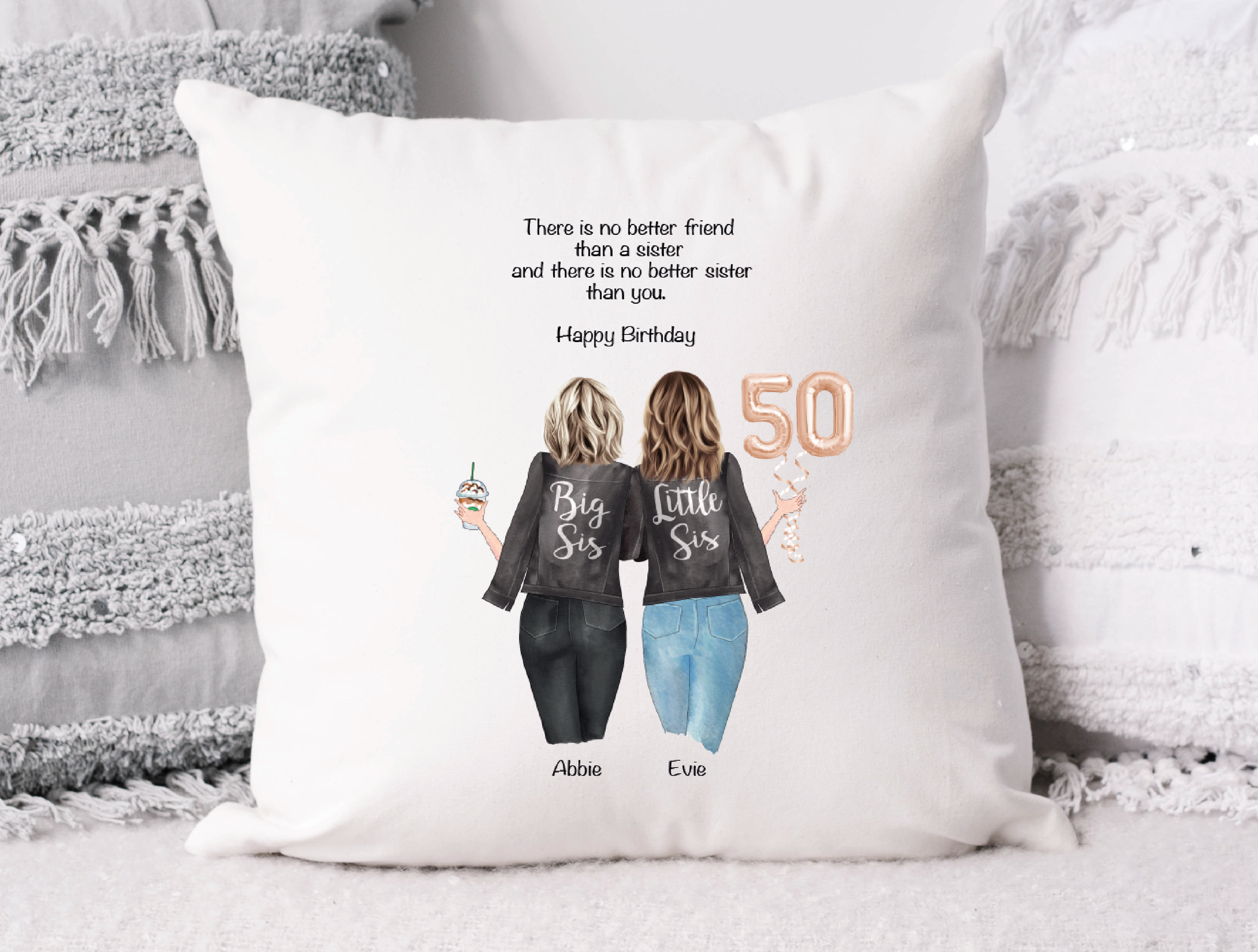 Sister 50th Birthday Gift Personalised Cushion Cover Christmas