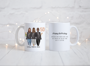 50th Triple Birthday gift Mug | Birthday Balloon Mug | Friend | Bestie Gift | Customisable | Birthday Friends |
