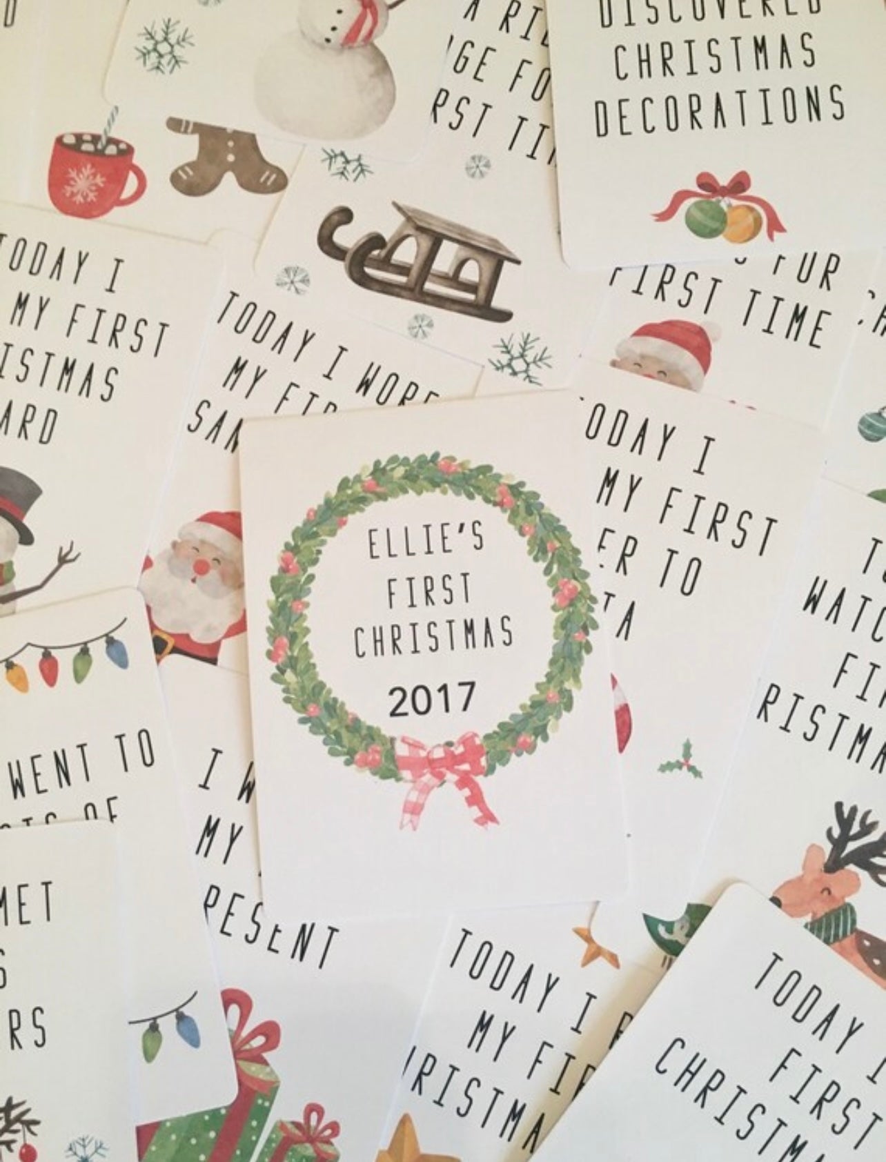 Baby’s First Christmas Milestone cards