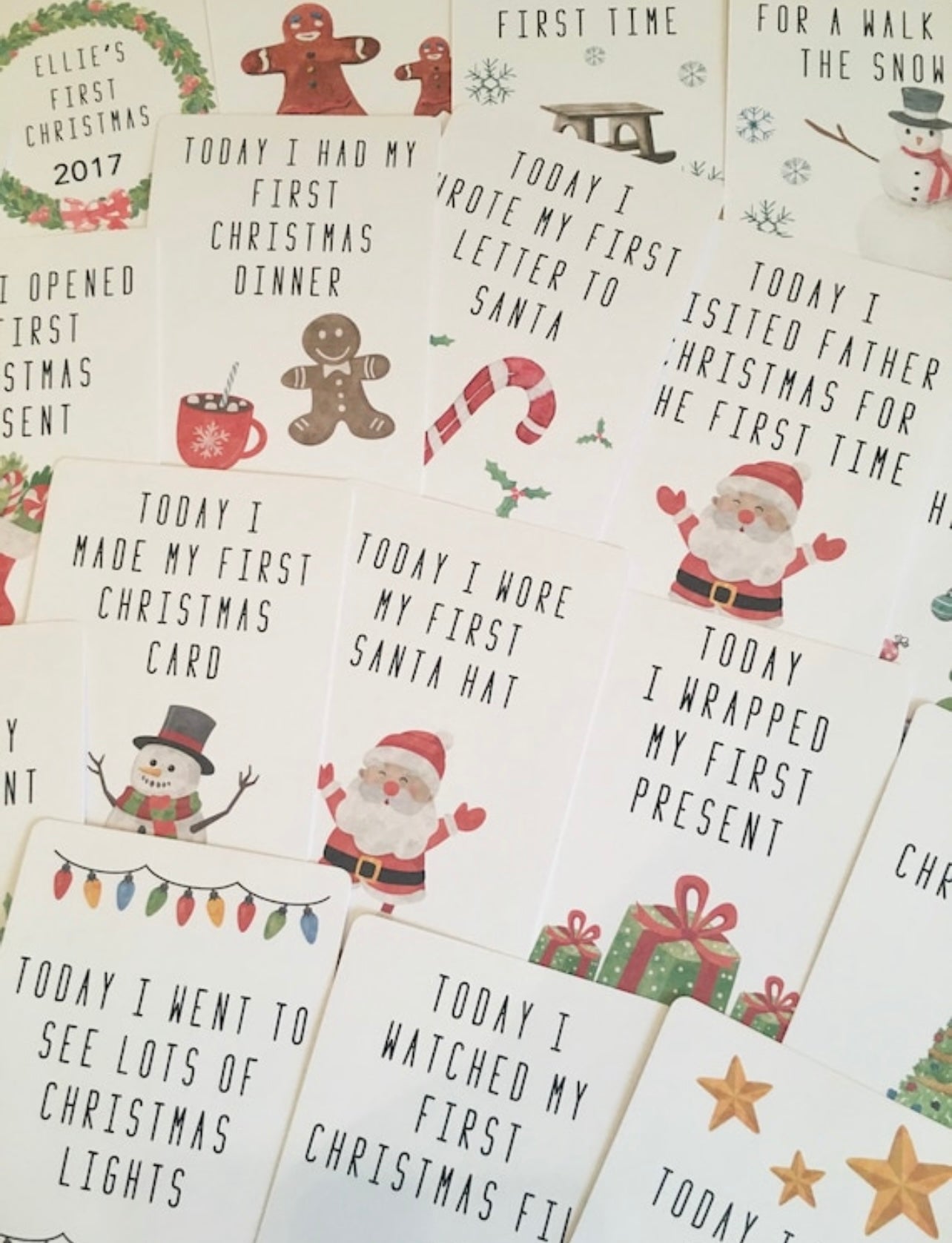 Baby’s First Christmas Milestone cards