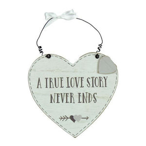 Love Story Mdf Heart Plaque - A True Love Story