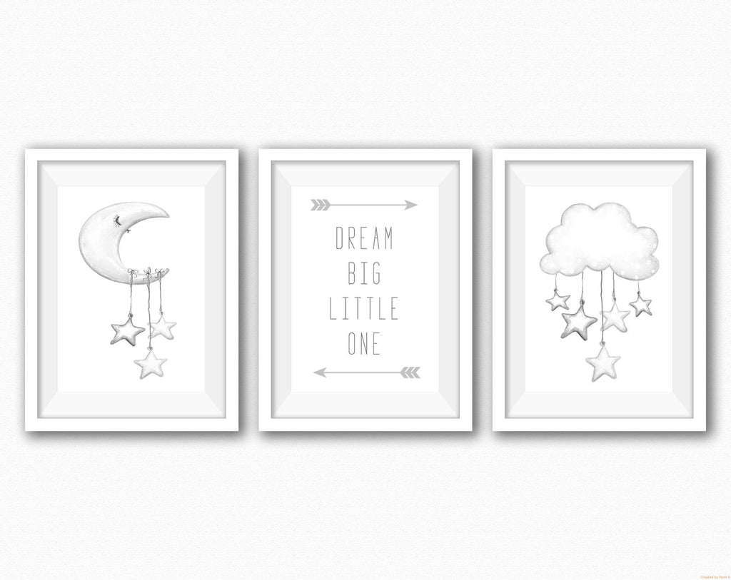 Dream Big Moon And Cloud | Set 3 Prints