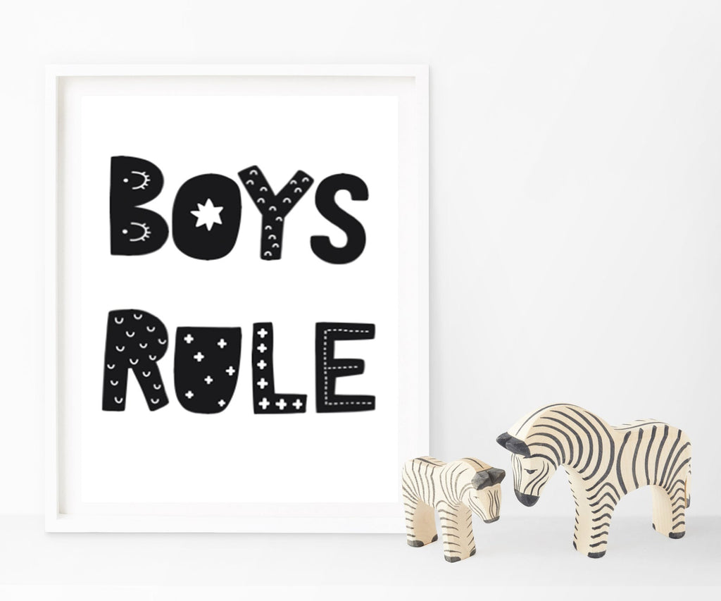 Boys Nursery | Boys Rule | Monochrome Nursery | Boys Prints | Grey