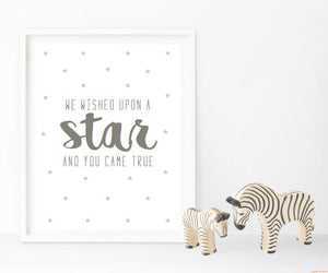 Wish upon a star - Grey and White Print - UNFRAMED