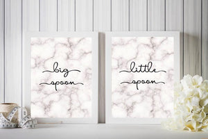 Big Spoon | Little Spoon | Marble Effect Print | Set Of Two