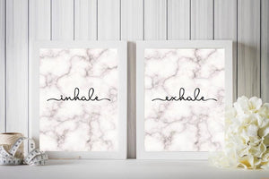 Inhale | Exhale | Marble Effect Print | Set Of Two