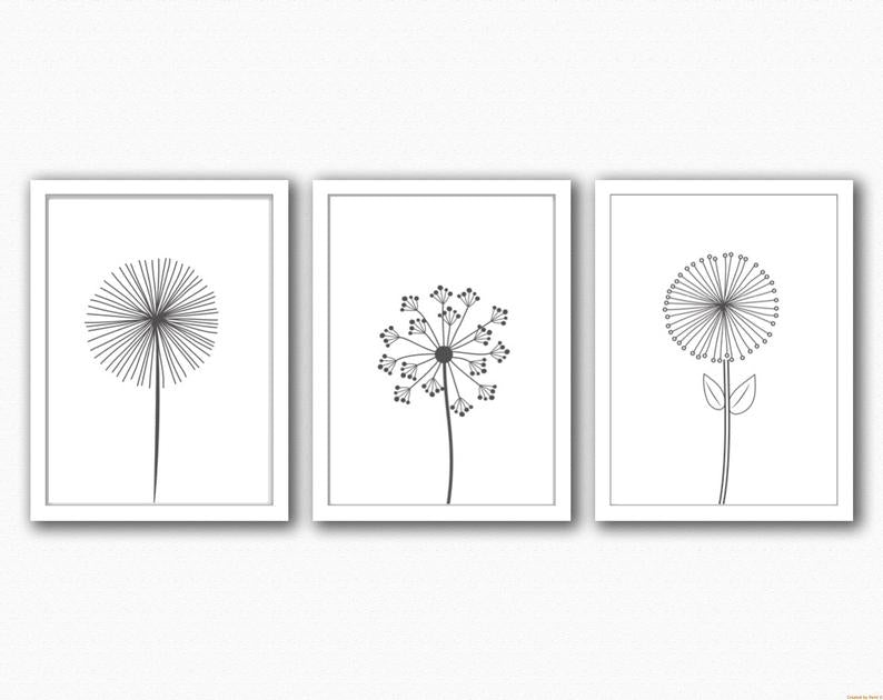 Set Three Dandelion Prints