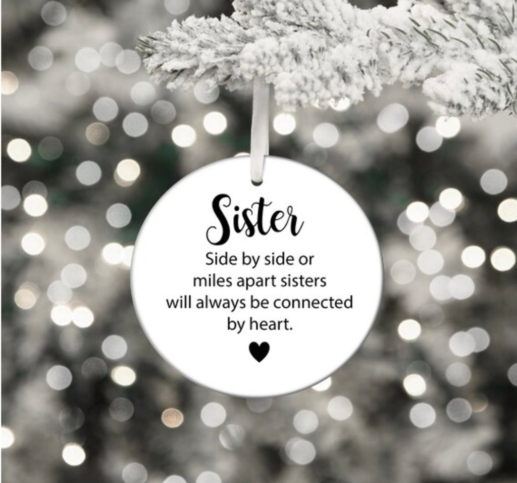 Personalised Sister Gift  - Side by side  | Ceramic Disc/Bauble | Christmas Gift Sisters  | Sister Bauble | Sister Christmas | Personalised Sister